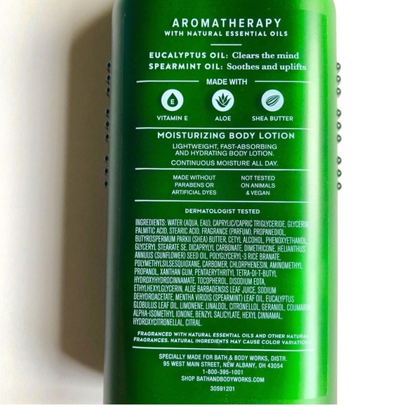 NEW Bath & Body Works AROMATHERAPY EUCALYPTUS SPEARMINT Lotion 6.5oz - Picture 4 of 10